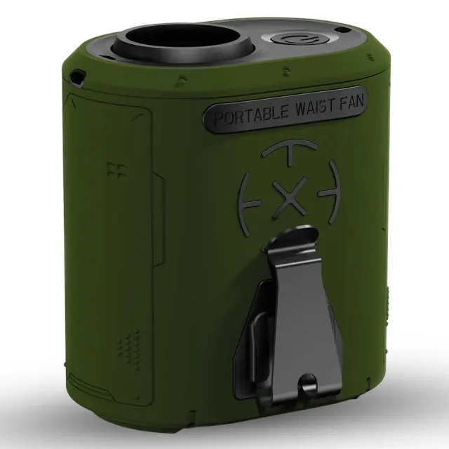 Techsuit - Premium Portable Mini Fan (Z14) - with Power Bank, Rechargeable, 5 Wind Speeds, Belt Buckle, 5000mAh - Green 2