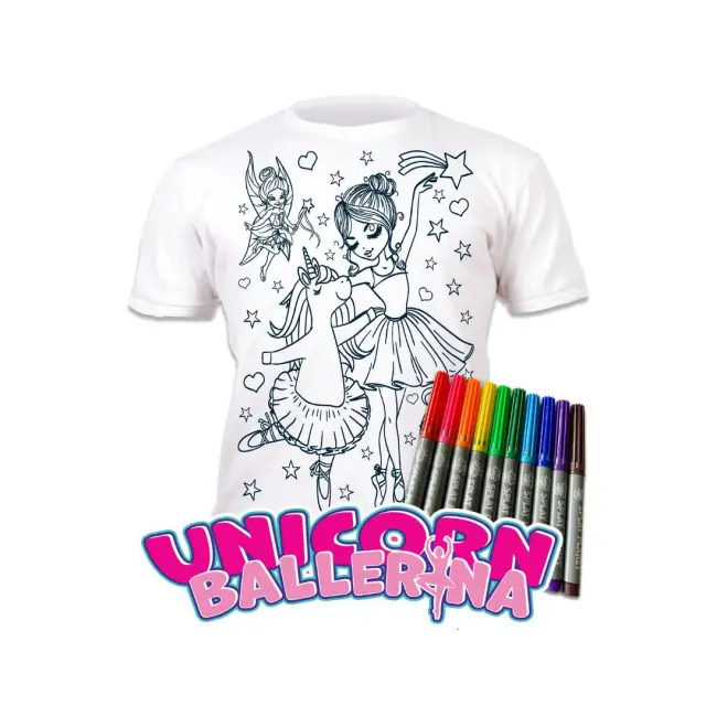 Splat Planet Πλενόμενο t-Shirt Ζωγραφικής με Μαρκαδόρους: Unicorn Ballerina 5-6 ετών 2