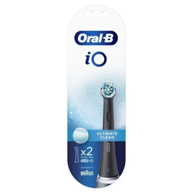 Oral-B iO Ultimate Clean Black Ανταλλακτικές Κεφαλές Ηλεκτρικής Οδοντόβουρτσας για Αποτελεσματικό Καθαρισμό, Μαύρο Χρώμα, 2τεμ 2