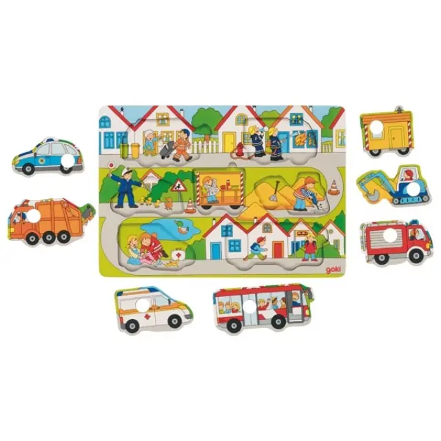 Goki Ξύλινο Puzzle Τι γίνεται πίσω από τα οχήματα στους δρόμους (1+ ετών) 57474 3
