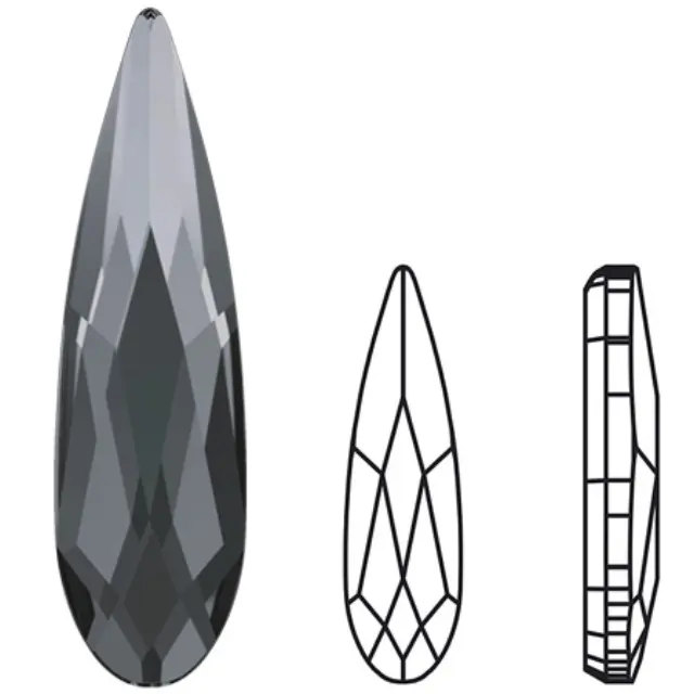 Swarovski 2304 Raindrop Crystal Silver Night 14mm - 4τεμ