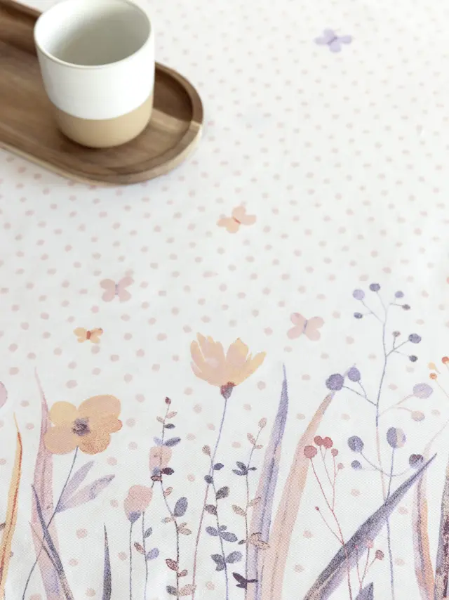 Τραπεζομάντηλο 150x220 Nima Laurel White-Pink 100% βαμβακερό 2