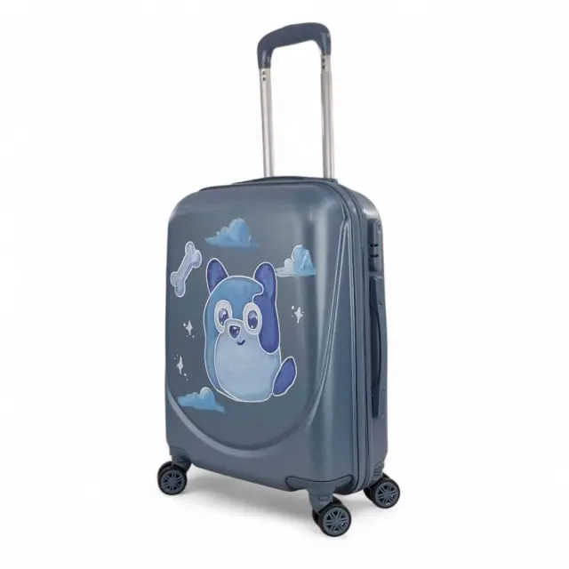 Σκληρή Παιδική Βαλίτσα Καμπίνας PLAYFULBAGS PS219-20 55x40x20cm Γαλάζια με Χειροποίητο Σχέδιο Blue Puppy 2