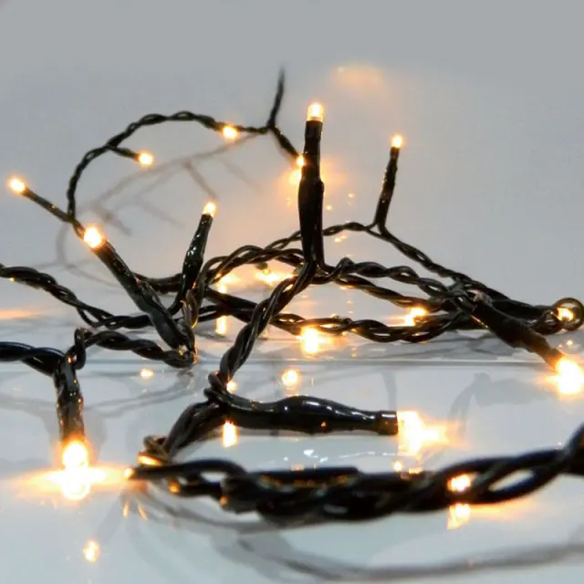 100 Led Σε Σειρά Με Επέκταση Και Μετασχηματιστή , Πράσινο Καλώδιο, Θερμό Λευκό Led IP44