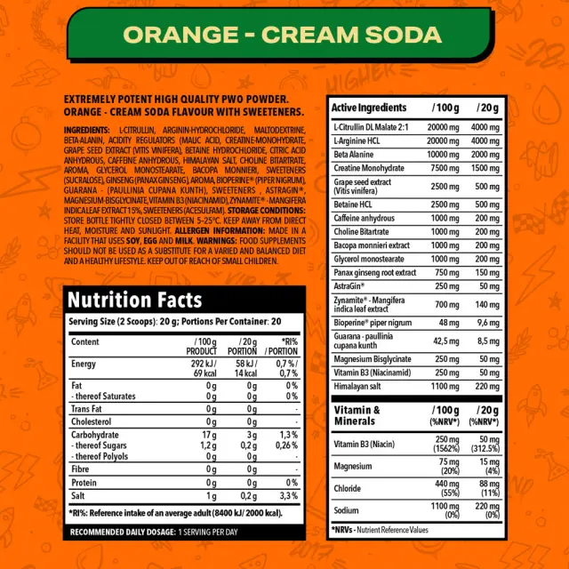 Nanosupps Crave For Rush Preworkout Orange Cream Soda, 400 g 2