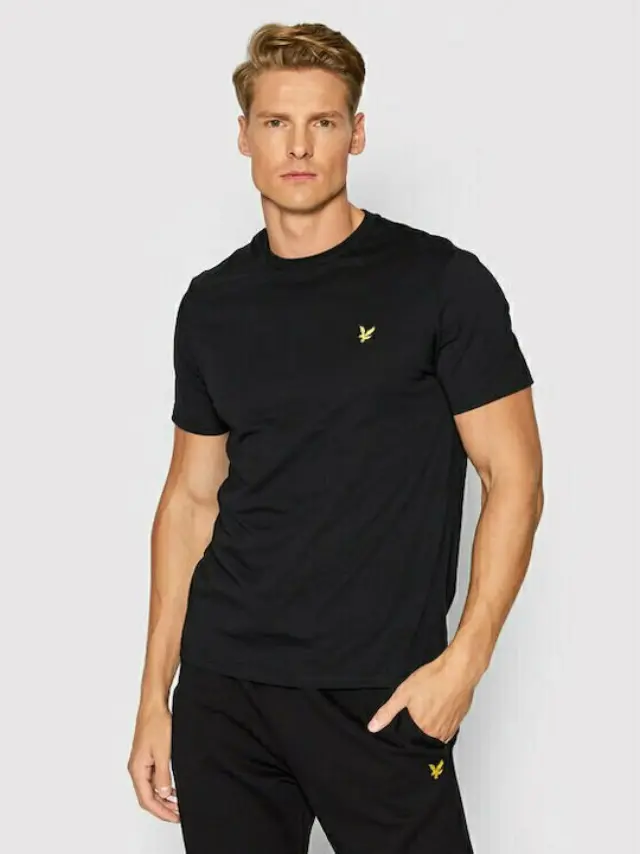 LYLE + SCOTT INSET COLLAR T-SHIRT ΑΝΔΡΙΚΗ ΜΠΛΟΥΖΑ JET BLACK