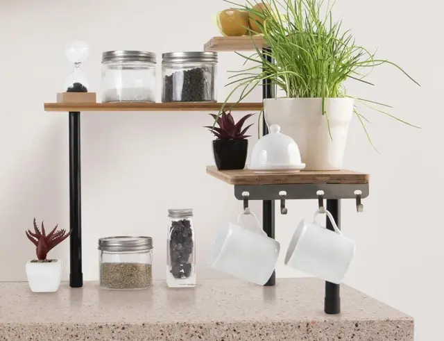 Ραφιέρα Οργάνωσης Cook Concept με 3 ράφια, 4 γάντζους και διαστάσεις 43x43x27cm KB5843 2