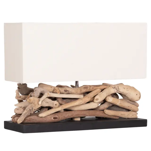 Επιτραπέζιο ορθογώνιο φωτιστικό Twiggy Driftwood & λευκό καπέλο 50x16,5x38 εκ.