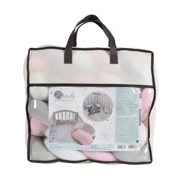 Cangaroo Braidy Πάντα Πλεξούδα Κρεβατιού Μωρού 220x13cm Pink 3