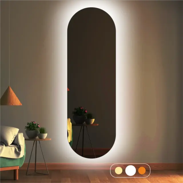 Stewehome Οβάλ Καθρέπτης με LED Φωτισμό 140x45x45 cm 2