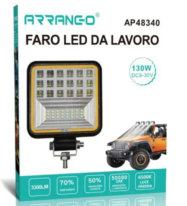 Arrango Led Αδιάβροχος Προβολέας Αυτοκινήτου 130W 6500Κ Μαύρος AP48340 2