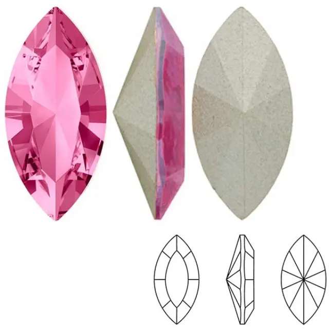 Swarovski 4228 XILION Navette Fancy Stone Rose 15x7mm - 4τεμ