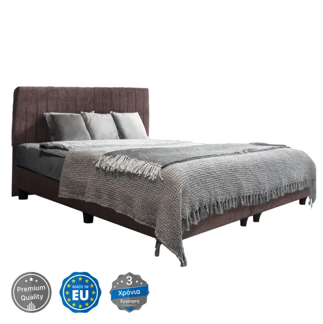 ΚρΕΒατι διπλό Luther ύφασμα Teddy καφέ--για στρώμα 160x200εκ.