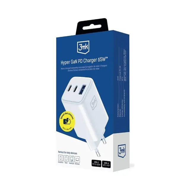 3mk Φορτιστής Hyper GaN Charger 65W QC4+ White