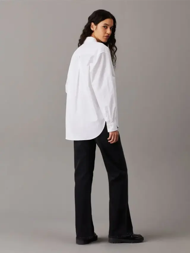 Calvin Klein - Γυναικείο Πουκάμισο Woven Label Relaxed Fit J20J224436-YAF Λευκό 2