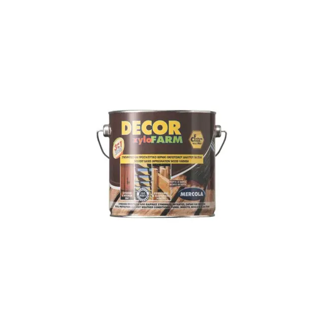 MERCOLA DECOR XYLOFARM Βερνίκι Εμποτισμού Ξύλων Διαλύτου Σατινέ Άχρωμο 2,5 lt