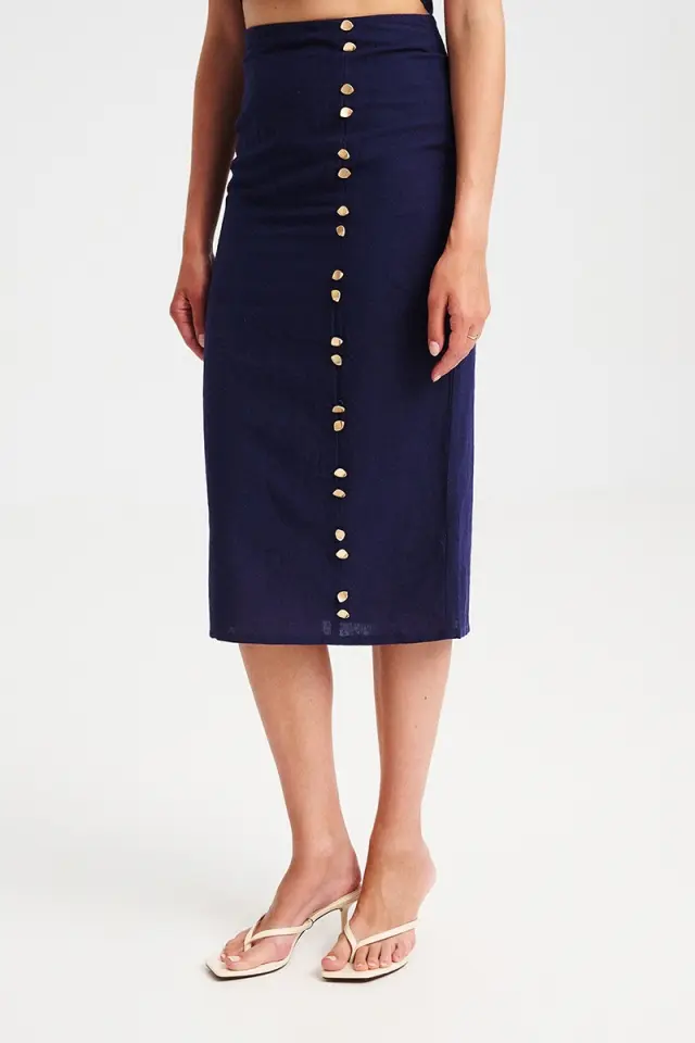 Midi Φούστα με Διακοσμητικά Κουμπιά BERNADA SKIRT - XS 3