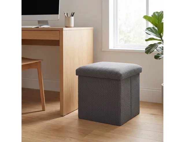 Σκαμπό Atom Home Deco Factory με αποθηκευτικό χώρο και διαστάσεις 38x38x38cm - Grey HD0508
