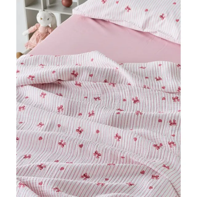 Κουβέρτα Κούνιας kentia Sassy A Pink-White 100x140 3