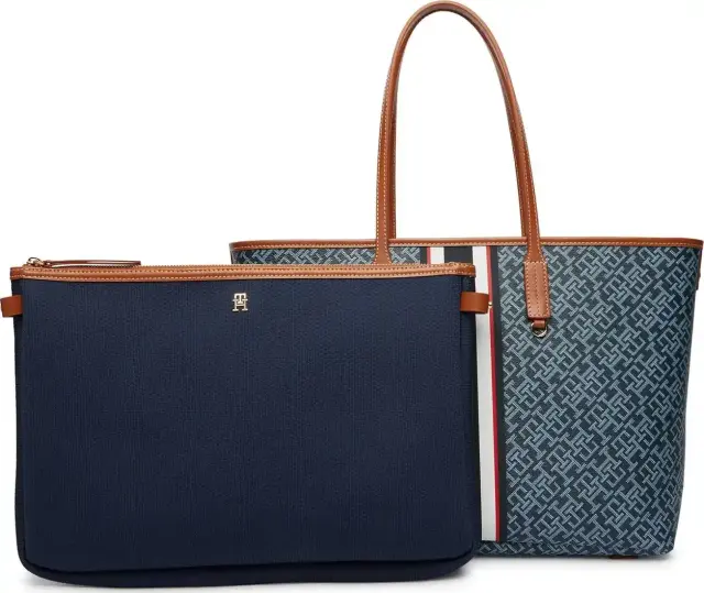 Tommy Hilfiger Γυναικεία Μεγάλη Τσάντα Tote ΤΗ Monoplay Stripe Le Μπλε