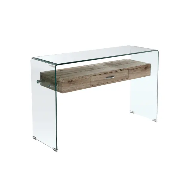 Κονσόλα GLASSER Bent Glass/Μελαμίνη Sonoma/Clear 120x40x75cm