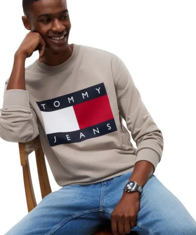 Tommy Hilfiger - Ανδρικό Φούτερ Big Flag Regular Fit DM0DM22643-PKE Μπεζ 3