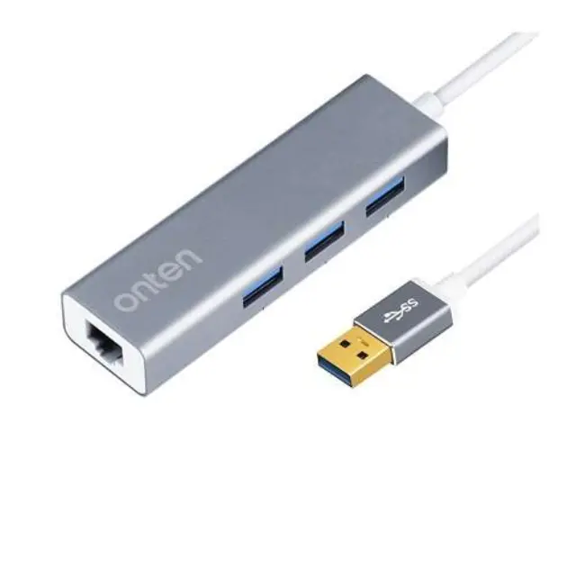 Onten OTN-5221 USB 3.0 Hub 3 θυρών με σύνδεση USB-A / Ethernet Ασημί