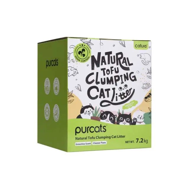 Cature Tofu Clumping Cat Litter Green Tea Scent Βιοδιασπώμενο Υπόστρωμα Υγιεινής για Γάτες 18Lt (7,2Kg) Μονόχρωμο