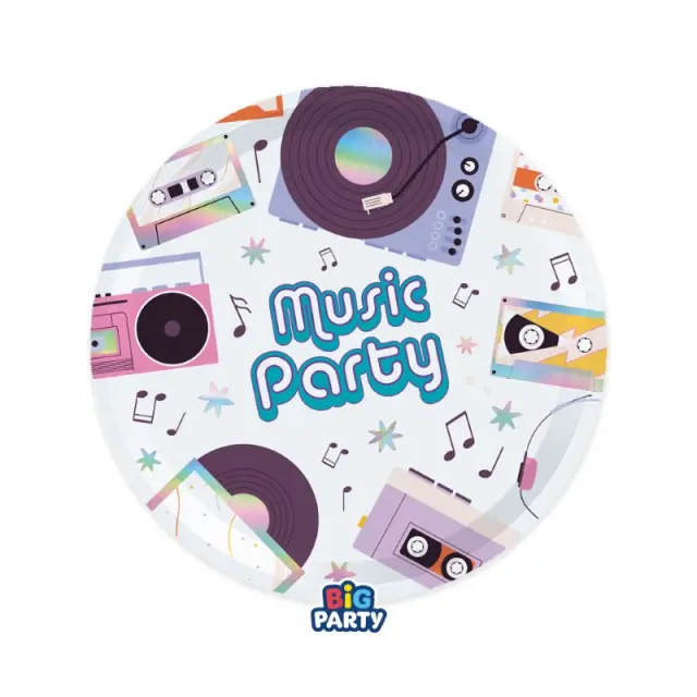 Πιάτα Χάρτινα Γλυκού 18εκ Music Party / 6 τμχ