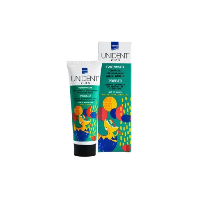 INTERMED Unident Kids Prebio Toothpaste Μη φθοριούχος οδοντόκρεμα με πρεβιοτικά για τη φροντίδα των πρώτων βρεφικών δοντιών 50ml