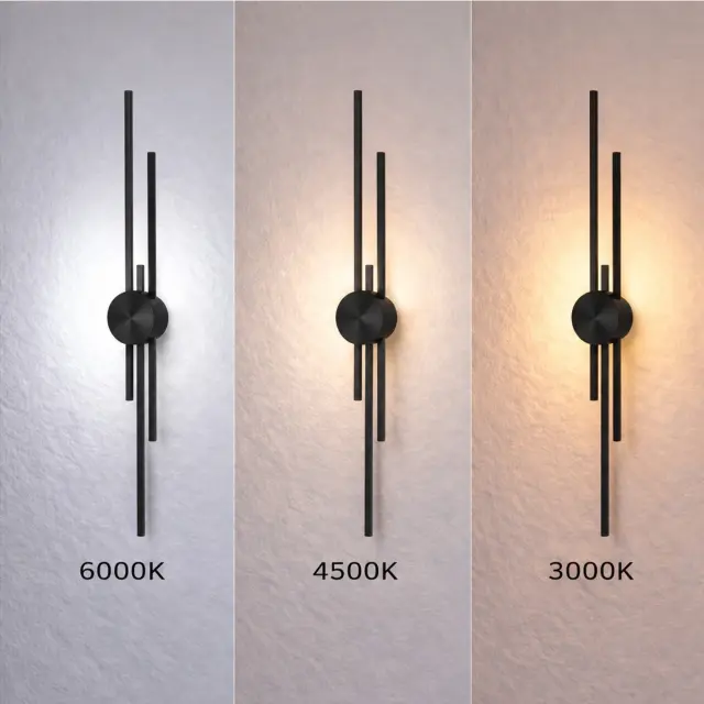 VenCore Stravon Black - Μοντέρνο Επιτοίχιο Φωτιστικό Απλίκα LED 60CM 12W Μαύρο Αλουμίνιο με Ρυθμιζόμενο CCT Λευκό - Ημέρας - Θερμό - Χειρισμός CCT μέσω Διακόπτη On-Off (6093-20110) 3