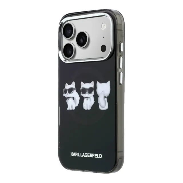 Karl Lagerfeld IML Choupette Trio Watercolor MagSafe Case for iPhone iPhone 17 Pro Max Black 2