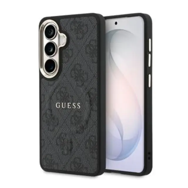 Guess PU Leather 4G Gold Frame Magnetic Case for Samsung Galaxy S26 Black
