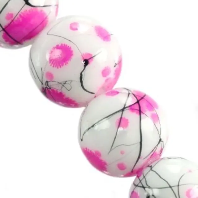 Χάντρα Painted Thread Pink Ø14mm ~60τεμ
