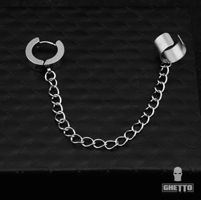 Ghetto Kpop Ear Bone Chain Stainless Steel Unisex Earring 2