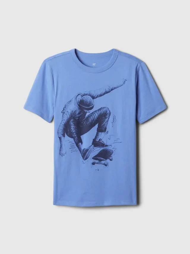 Μπλε Παιδική Κοντό μανίκι Graphic Μπλούζα cabana blue - XS