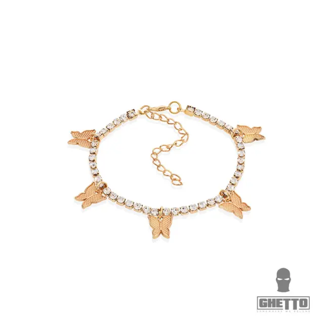 Ghetto Anklet Bracelet Sweet Butterfly Bling Gold