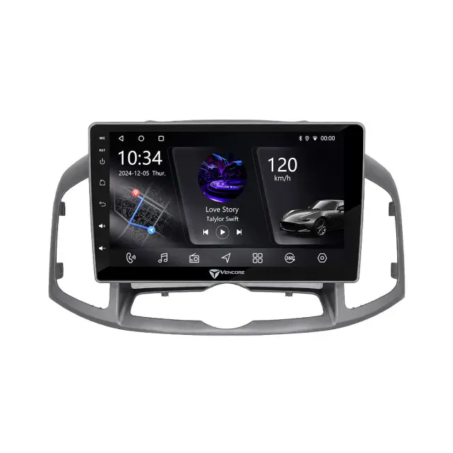 VenCore Οθόνη Multimedia Android 15 9" PX5S Octa-Core 2GB/32GB IPS με Πρόσοψη, CarPlay, Android Auto και Υποστήριξη Κάμερας 360° για Chevrolet Captiva 2012-2016 – Ασημί (3236-10005-0703S) 2