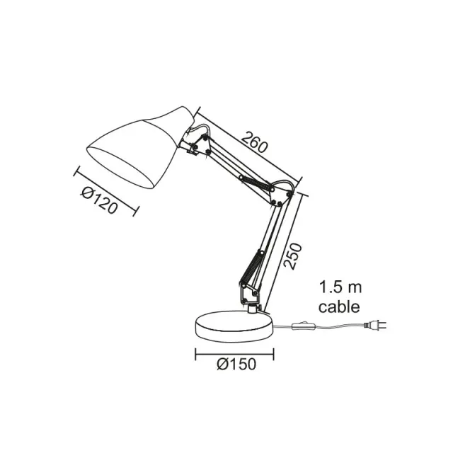 Aca Light Φ/Σ ΓΡΑΦΕΙΟΥ 1ΧΕ27 ΜΑΥΡΟ ΜΕΤΑΛΛΙΚΟ Φ15ΧΦ12ΧΗ50CM KINGSTON 2