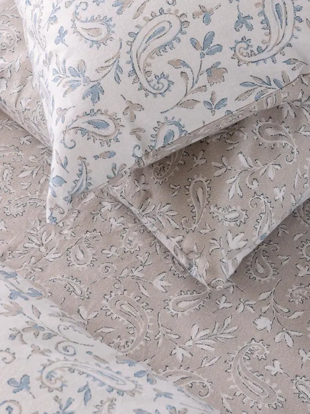 Σετ Σεντόνια 170x265 Μονά Flannel Beauty Palamaiki FB0246 Λευκό-Σιέλ 100% βαμβακερόΧωρίς Λάστιχο 2