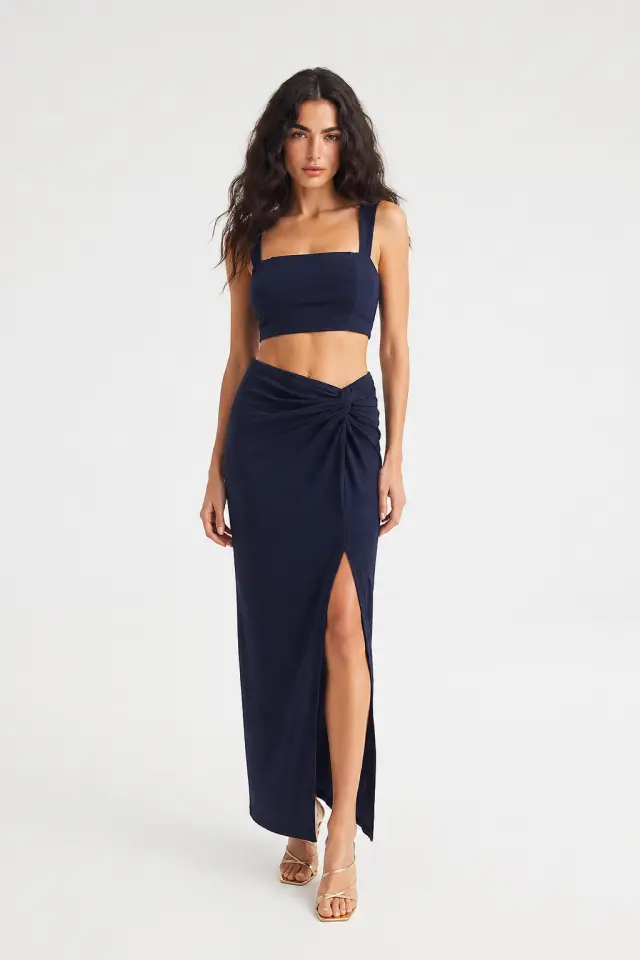 Maxi Φούστα με Draping & Σκίσιμο HYNDRIA SKIRT - XS