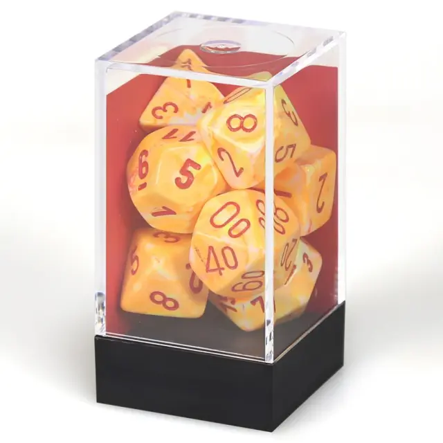 Chessex Sunburst/Red Opaque 7-Dice Set