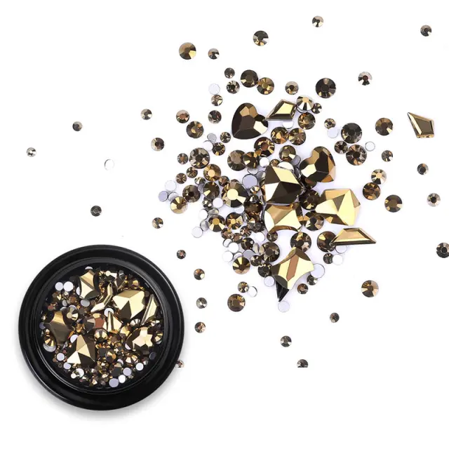 Glass Rhinestone για Κόλλα Aurum Gold Mix Size & Shape