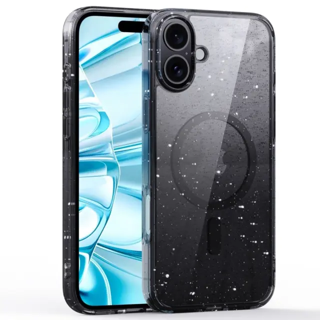 Hybrid Magsafe Glitter Θήκη για iPhone 16 Plus-Clear Black OEM