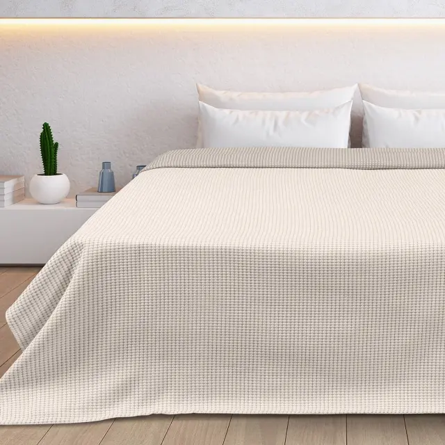 Beauty Home Κουβέρτα King Size διπλής όψεως Cross matelasse Art 11173 260x270 Άμμου 2