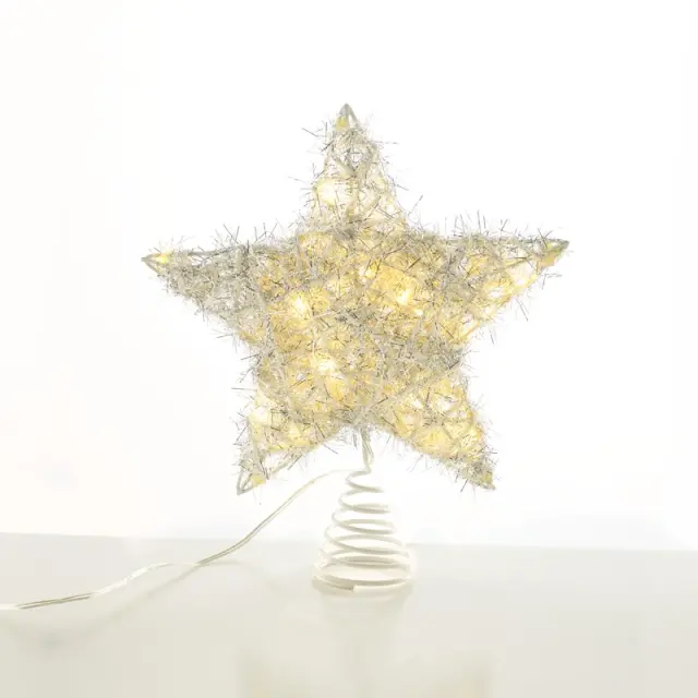 AcaLight Offer ΚΟΡΥΦΗ ΔΕΝΤΡΟΥ ΑΣΤΕΡΙ ΑΣΗΜΙ ΚΥΡΤΟ 20 MINI LED ΘΕΡΜΟ ΛΕΥΚΟ ΜΠΑΤΑΡΙΑΣ 3xAA IP20 230x50x200mm