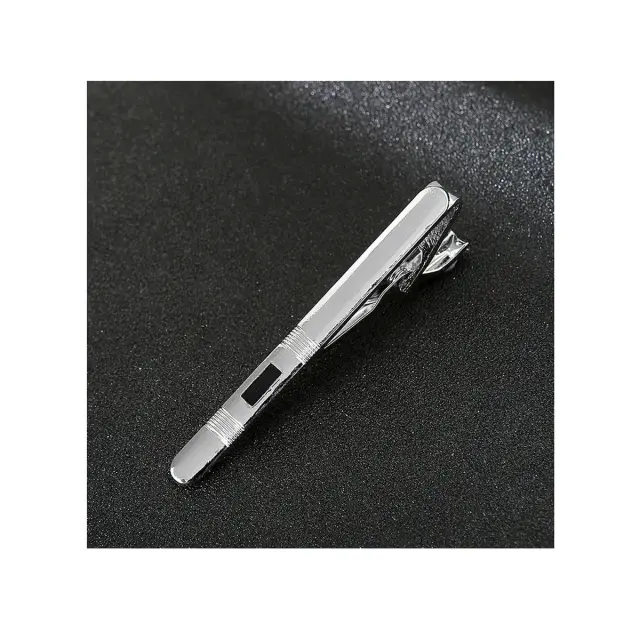 Ασημί Μαύρο Κλιπ Γραβάτας 6 cm με Σμάλτο – LGD-TC/52/ENAMEL