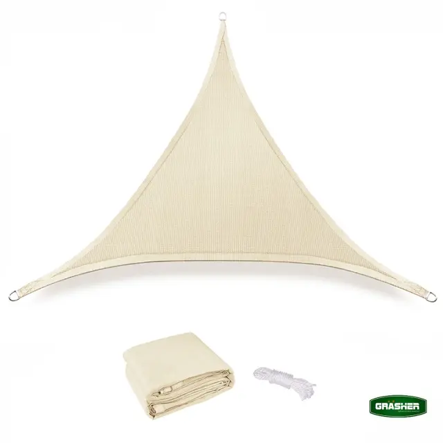 Grasher Ε220 Πανί σκίασης τρίγωνο με κρίκους 180gr/m² 3,6x3,6x3,6m Εκρού / 103439