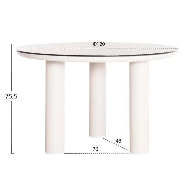 ΤΡΑΠΕΖΙ ΑΛΟΥΜΙΝΙΟΥ FB96201.02 ΚΡΕΜ ΣΚΕΛΕΤΟΣ-3D PRINT ΓΥΑΛΙ-ΚΕΡΑΜΙΚΟ LOOK Φ120εκ 2