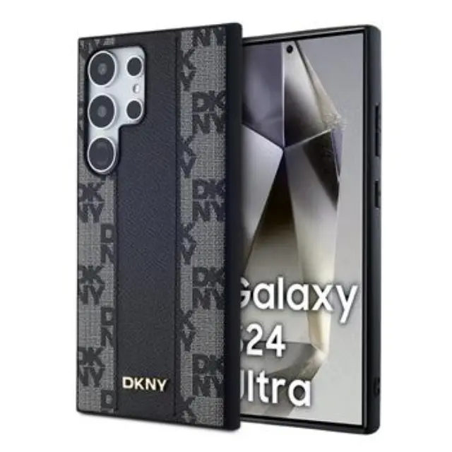 DKNY PU Leather Checkered Pattern Magsafe Case for Samsung Galaxy S24 Ultra Black